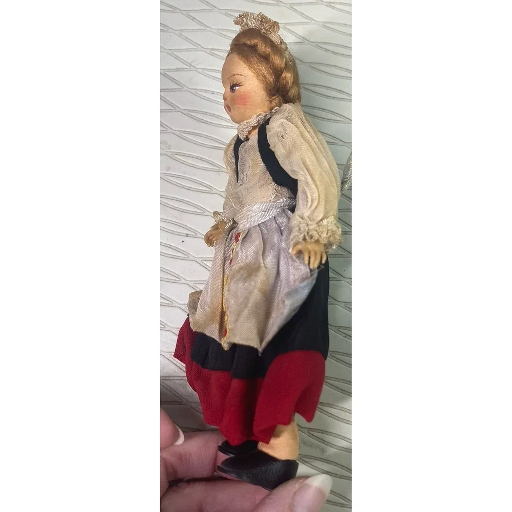 Vintage 2-German Stuffed Collector Bisque Dolls In Italian Folk Costume –6